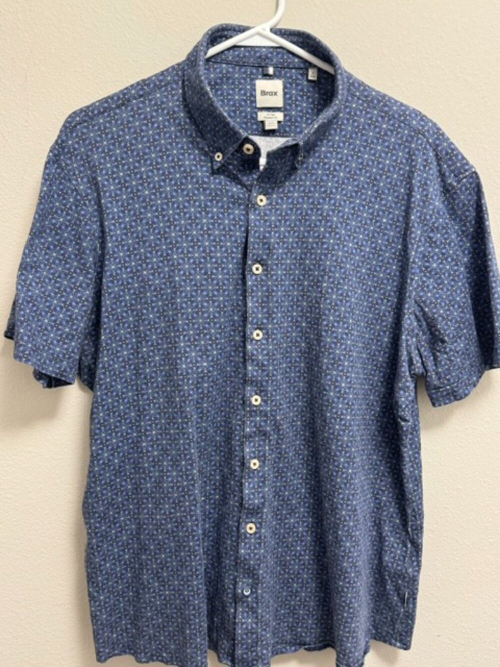 Brax Men's Pico Geometric Print Cotton Blend Polo Hi Flex